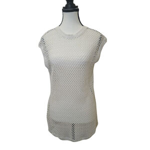 Coastal Chic Open-Knit Mesh Cover-up Tank | Zara S Cream Resort Beachy Layer